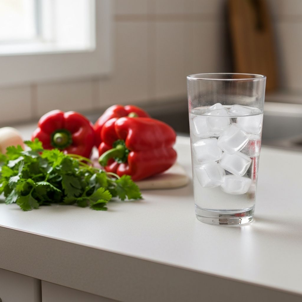 Water glass with vegetables