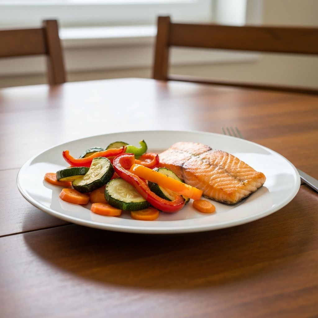 Roasted vegetables and fish